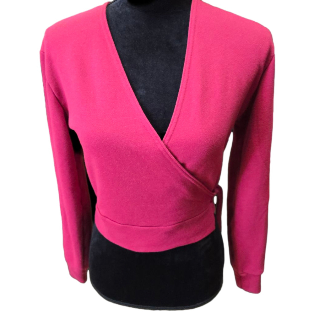 Fabletics Pink Wrap Crop Top XS Ballet Crossover Athleisure